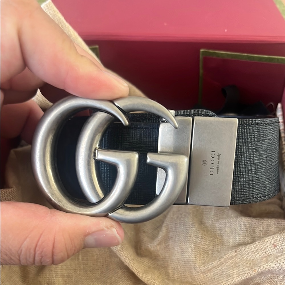 Gucci Black Belt with Silver Buckle